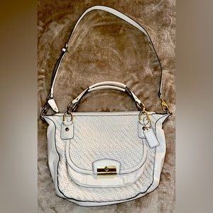Coach White Woven Leather Kristin Hobo